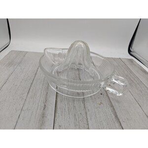 Vintage #1 Ribbed Glass Juicer Reamer 6" Diameter with Loop Handle & Pour Spout